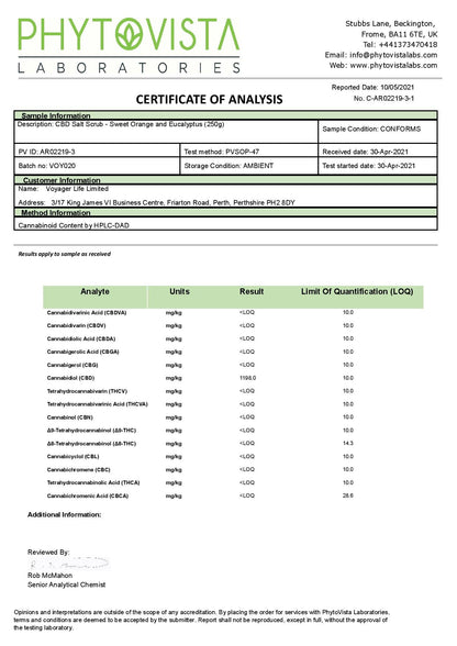 Voyager 250mg CBD Sweet Orange & Eucalyptus Body Scrub - 250g