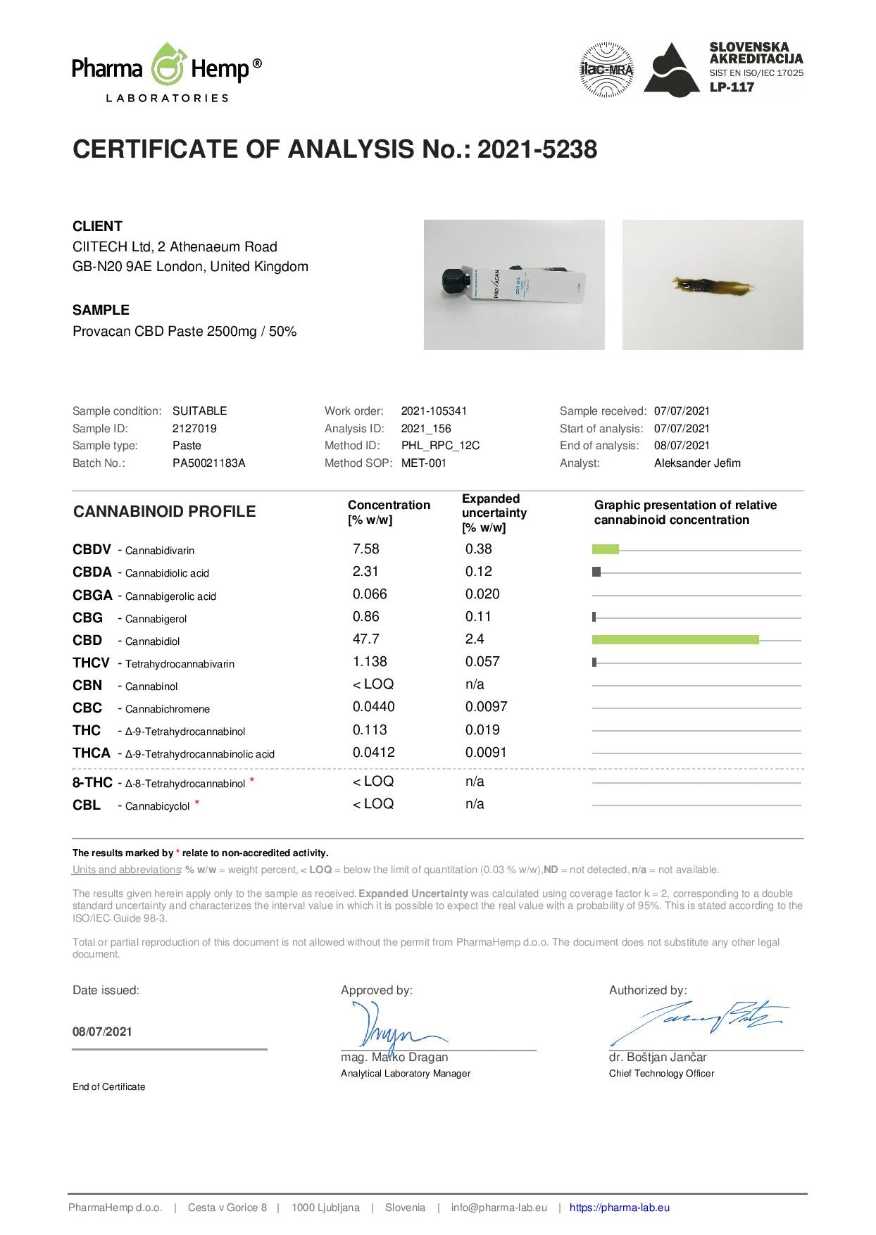 Provacan 2500mg 50% CBD Oil Paste - 5g