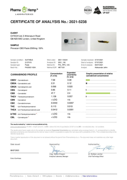 Provacan 2500mg 50% CBD Oil Paste - 5g