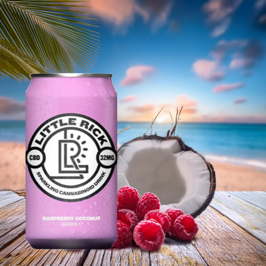 12 x Little Rick 32mg CBD Sparkling 330ml Raspberry Coconut Drink