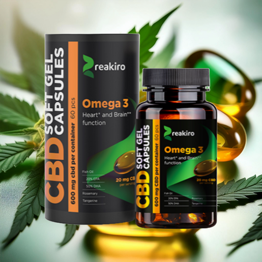 Reakiro 600mg CBD Full Spectrum Omega 3 Capsules - 60 Caps (BUY 1 GET 1 FREE)