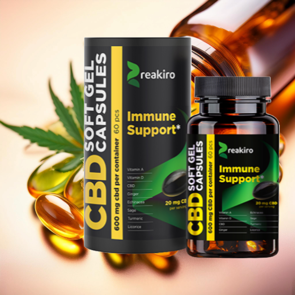 Reakiro 600mg CBD Full Spectrum Immune Support Capsules - 60 Caps (BUY 1 GET 1 FREE)