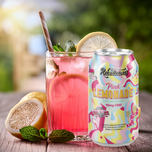 12 x Rebelicious 15mg CBD Pink Lemonade Sparkling Soft Drink - 330ml